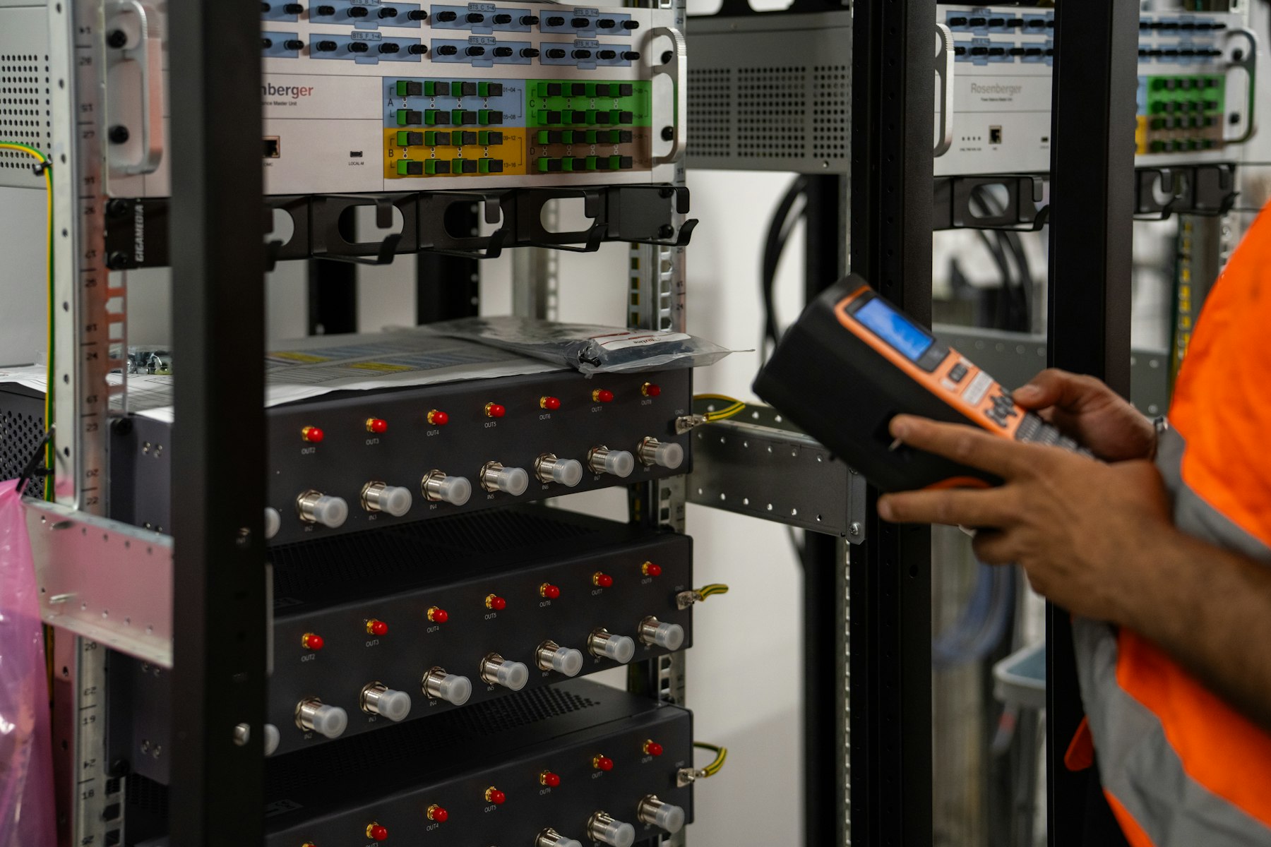 Field engineer working on-site with server infrastructure